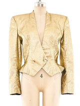 Floral Brocade Metallic Gold Jacket Jacket arcadeshops.com
