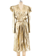 Lillie Rubin Gold Lamé Wrap Dress Dress arcadeshops.com