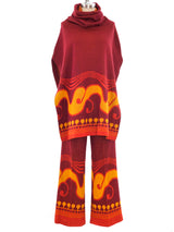 Graphic Knit Poncho Ensemble Suit arcadeshops.com