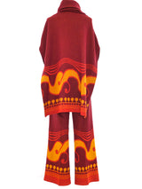 Graphic Knit Poncho Ensemble Suit arcadeshops.com