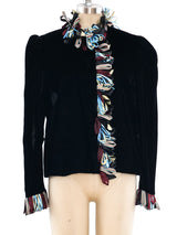 Ribbon Fringe Trimmed Velvet Jacket Jacket arcadeshops.com