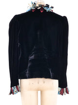Ribbon Fringe Trimmed Velvet Jacket Jacket arcadeshops.com