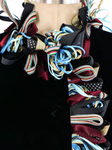 Ribbon Fringe Trimmed Velvet Jacket Jacket arcadeshops.com
