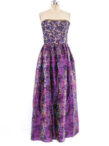 Mary McFadden Embellished Strapless Floral Dress Dress arcadeshops.com