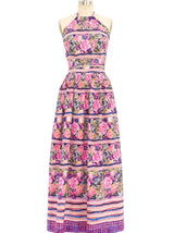 Floral Printed Silk Halter Ensemble Suit arcadeshops.com