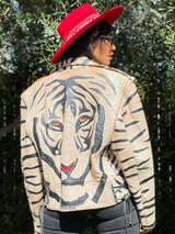 Tiger Motif Leather Motorcycle Jacket Jacket arcadeshops.com