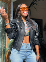 Gianni Versace Lamb Fur Trimmed Leather Jacket Jacket arcadeshops.com