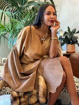 Foxtail Trimmed Suede Poncho Outerwear arcadeshops.com