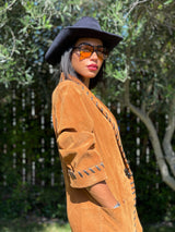 Cognac Suede Whipstitch Jacket Jacket arcadeshops.com