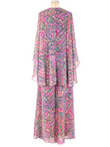 Oscar de la Renta Paisley Caped Jumpsuit Suit arcadeshops.com