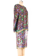Oscar de la Renta Paisley Sequin Skirt Ensemble Suit arcadeshops.com