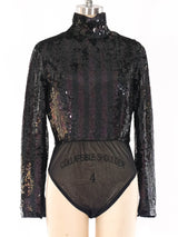 Striped Sequin Bodysuit Suit arcadeshops.com