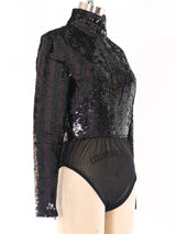 Striped Sequin Bodysuit Suit arcadeshops.com
