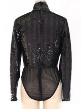Striped Sequin Bodysuit Suit arcadeshops.com