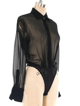 Donna Karan Sheer Black Bodysuit Suit arcadeshops.com