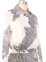 John Galliano Lace Printed Chiffon Dress Dress arcadeshops.com