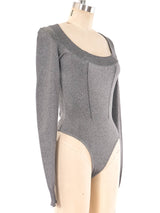 Alaia Heather Grey Knit Bodysuit Suit arcadeshops.com