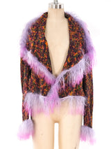 Emanuel Ungaro Mongolian Fur Trimmed Knit Jacket Jacket arcadeshops.com