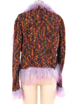 Emanuel Ungaro Mongolian Fur Trimmed Knit Jacket Jacket arcadeshops.com