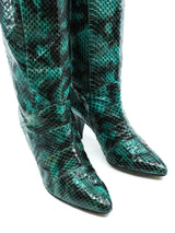 Turquoise Snakeskin Heeled Boots Accessory arcadeshops.com
