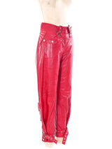 Christian Dior Red Leather Pants Bottom arcadeshops.com