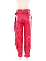 Christian Dior Red Leather Pants Bottom arcadeshops.com