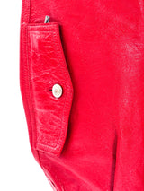 Christian Dior Red Leather Pants Bottom arcadeshops.com