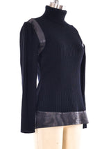 Thierry Mugler Leather Trimmed Turtleneck Top arcadeshops.com