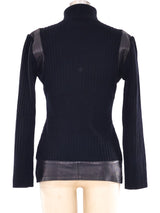 Thierry Mugler Leather Trimmed Turtleneck Top arcadeshops.com