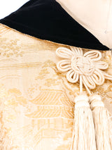 Metallic Gold Pagoda Brocade Cape Jacket arcadeshops.com