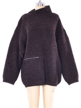 Zipper Accent Rib Knit Sweater Top arcadeshops.com