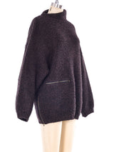 Zipper Accent Rib Knit Sweater Top arcadeshops.com