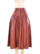 Cognac Leather Midi Skirt Bottom arcadeshops.com