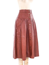 Cognac Leather Midi Skirt Bottom arcadeshops.com