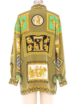 Gianni Versace Grecian Printed Silk Blouse Top arcadeshops.com