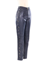 Versace Istante Cutout Leather Pants Bottom arcadeshops.com