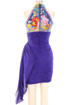 Floral Embellished Ruched Chiffon Mini Dress Dress arcadeshops.com