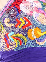 Floral Embellished Ruched Chiffon Mini Dress Dress arcadeshops.com