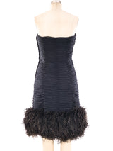 Victor Costa Feather Trimmed Ruched Cocktail Dress Dress arcadeshops.com