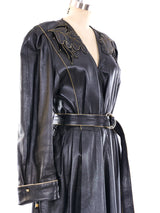 Claude Montana Leaf Applique Leather Jacket Jacket arcadeshops.com