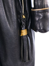 Claude Montana Leaf Applique Leather Jacket Jacket arcadeshops.com