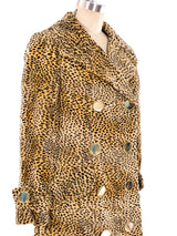 Leopard Printed Faux Fur Coat Jacket arcadeshops.com