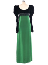 Oscar de la Renta Embellished Satin and Velvet Gown Dress arcadeshops.com