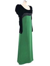 Oscar de la Renta Embellished Satin and Velvet Gown Dress arcadeshops.com