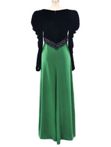Oscar de la Renta Embellished Satin and Velvet Gown Dress arcadeshops.com