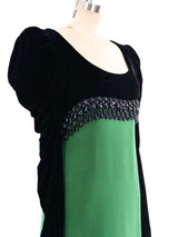 Oscar de la Renta Embellished Satin and Velvet Gown Dress arcadeshops.com