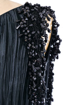 Mary McFadden Embellished One Shoulder Plisse Dress Dress arcadeshops.com