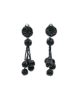 Beaded Pom Pom Fringe Earrings Accessory arcadeshops.com