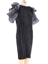 Leopard Printed Accordion Sleeve Plisse Dress Dress arcadeshops.com