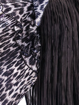 Leopard Printed Accordion Sleeve Plisse Dress Dress arcadeshops.com